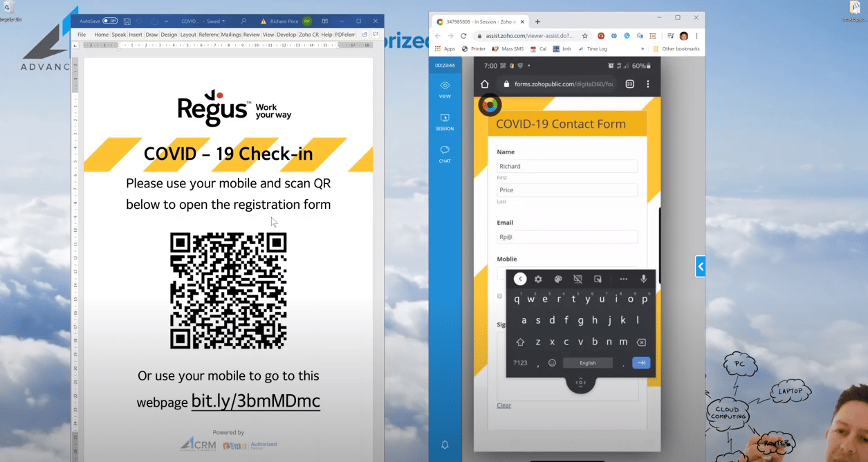Zoho Forms COVID19 Site Visitor Checkin Form A1CRM