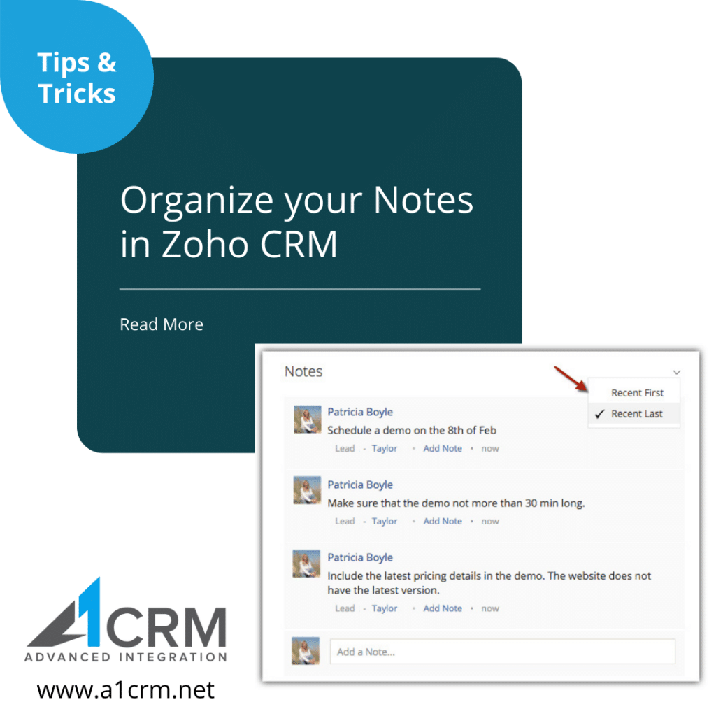 Organize your notes in Zoho CRM